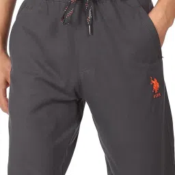 U.S. Polo Assn. Grey Regular Fit Printed Trackpants image 5
