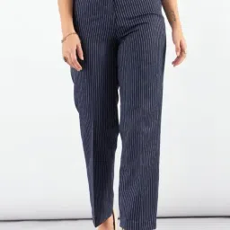 Powersutra Navy Striped Regular fit Trouser image 3