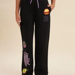 VERO MODA GIRL Jet Black Cotton Graphic Pants-picture-23