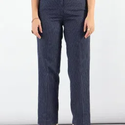 Powersutra Navy Striped Regular fit Trouser-picture-40