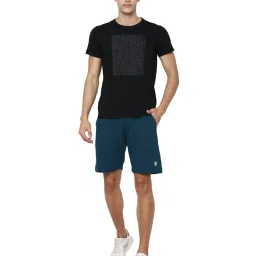 Allen Solly Teal Blue Slim Fit Self Pattern Shorts image 4