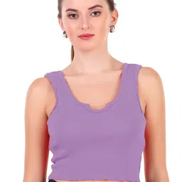 BAESD Scoop Neck Sleeveless Cotton Fitted Crop Top-image-12