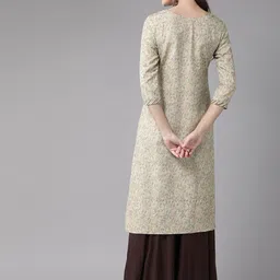 anayna Women Green & Black Screen Print Straight Kurta image 4