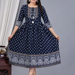 Vorcia Febtex Women Tie-Up Neck Fit & Flare Maternity Ethnic Dresses-image-5