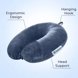 BILLEBON Grey Skin Friendly Extra Soft U-Shape Travel Pillow - 13" x 12" image 4