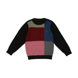 Allen Solly Junior Black & Maroon Cotton Self Pattern Sweater-image-40