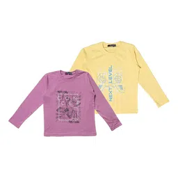 NeuVin Pack Of 2 Kids Graphic Printed Round Neck Long Sleeves Regular Fit Casual T-Shirts-image-69