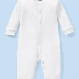 Babyhug Full Sleeves 100% Cotton Romper Solid Colour - White-picture-19
