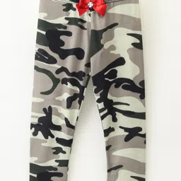CrayonFlakes Full Length Leggings With Camouflage Print with Bow Applique - Grey-picture-17