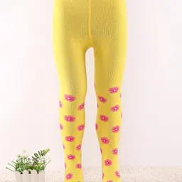 Cute Walk by Babyhug Non Terry Knit Footed Anti Bacterial Floral Design Tights - Yellow-picture-38