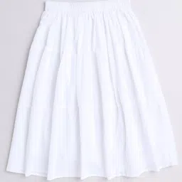 Aww Hunnie 100% Cotton Solid Tiered Skirt - White-picture-29