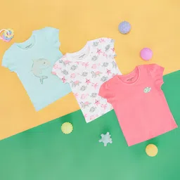 Pantaloons Baby Cotton Pack Of 3 Half Sleeves Sea Life Printed Tees - Multi Colour-image-69