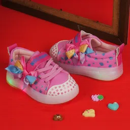 FEETWELL SHOES Polka Dots Designed Bow Applique Detailed LED Sneakers - Pink-picture-26