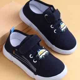 Cute Walk by Babyhug Casual Shoes with Velcro Closure & Vehicle Applique - Navy Blue-picture-18