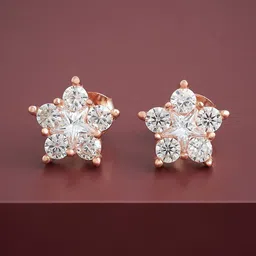 Kushal's Fashion Jewellery 92.5Silver Rose Gold-Plated Floral CZ-Studded Studs-picture-11