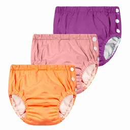 Chinmay Kids Reusable Swimwear Diaper Pants Set Of 3 - Purple Pink & Orange image 2