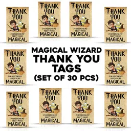 Zyozi Harry Potter Theme Thank You for Making My Party More Magical Tags for Birthday Black Yellow -Pack of 30 image 2
