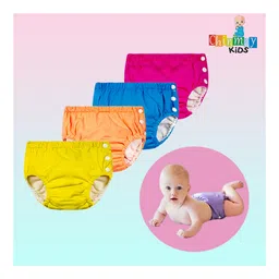 Chinmay Kids Reusable Swimwear Diaper Pants Set Of 3 - Purple Pink & Orange image 3