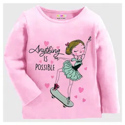 KUCHIPOO Pack Of 5 Full Sleeves Unicorn & Girl Printed Tees - Multi Colour image 4