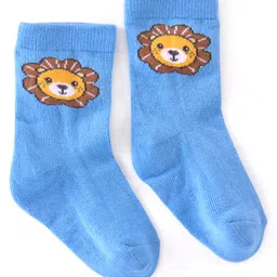 cute walk by babyhug Cutewalk By Babyhug Anti Bacterial Ankle Length Striped & Animal Design Socks Pack of 3 - Blue & Green image 3