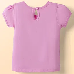 Babyhug Cotton Knit Half Sleeves T-Shirts with Floral Text & Rainbow Print Pack of 3 - Pink Red & Navy Blue image 3