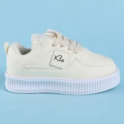 Babyoye Lace Up Solid Color Casual Shoes - White image 5