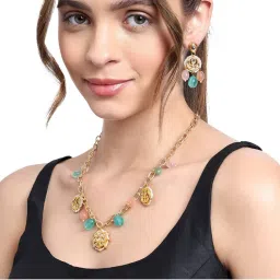 AARSEE OFFICIAL Gold-Plated Multi Colored Kundan Earrings-image-95