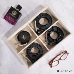 La Trove Luxury Velvet 4 Slot Belt Tray Display Of Premium Big Buckle Belts-image-29