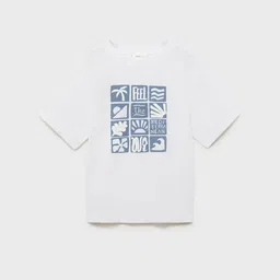Mango Kids Boys Puff Print Drop-Shoulder Sleeves Pure Cotton T-shirt-picture-38
