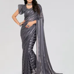 Moda Rapido Striped Saree With Blouse Piece-picture-13