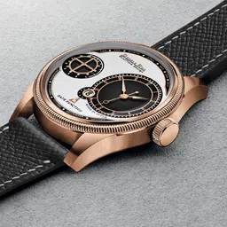 DOUBLERUN Men Round Dial & Leather Straps Analogue Chronograph Watch H05N14015 image 3