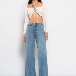 POMPOUS Women Flared High-Rise Light Fade Stretchable Jeans-image-15