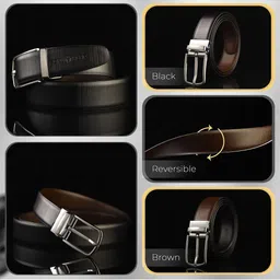 JND Men Leather Reversible Formal Belt image 2