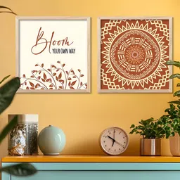 Kotart Brown & White Set of 2 Piece Wood Abstract Wall Paintings image 2