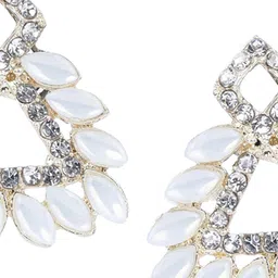 PUJVI Artificial Stones Studded Triangular Shaped Drop Earrings image 4