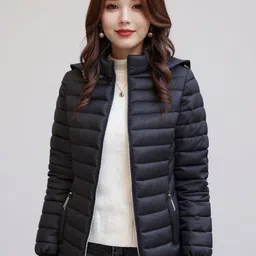 Mast & Harbour Women Mock Collar Solid Padded Jacket-picture-32