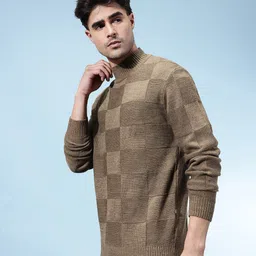 glitchez Self-Design Checked Round Neck Pullover image 2