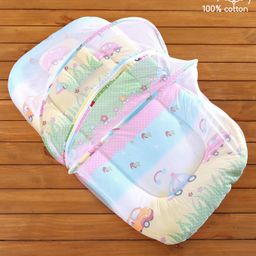 Babyhug Cotton Bedding Set with Mosquito Net Parkland Print - Multicolor-picture-0