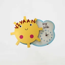 Kidoz Silent movement Sun 3-D Clock- Yellow and Blue image 1