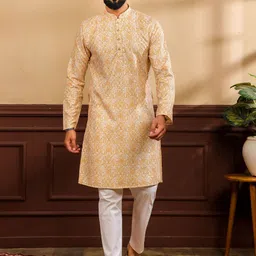 Koshin Men Paisley Printed Sequinned Straight Kurta-picture-21