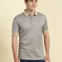Allen Solly Men Striped Polo Collar Cotton Slim Fit T-shirt-picture-31