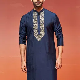 VASTRAMAY Men Yoke Design Thread Work Kurta image 1