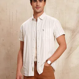 U.S. Polo Assn. Denim Co. Men Vertical Striped Spread Collar Cotton Casual Shirt-picture-31