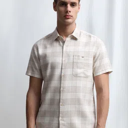 Mufti Men Slim Fit Windowpane Checks Checked Casual Shirt-image-83