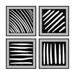 999Store Black & White 4 Piece Canvas Abstract Wall Paintings image 2