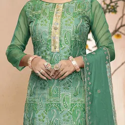 Maroosh Embroidered Organza Unstitched Dress Material image 2