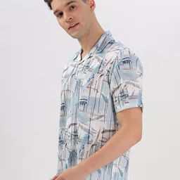 Vestirio Men Relaxed Fit Abstract Printed Cuban Collar Casual Shirt image 3