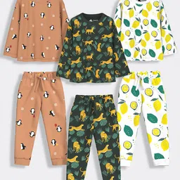 Orange Sugar Unisex Kids Printed T-shirt with Pyjamas-picture-25