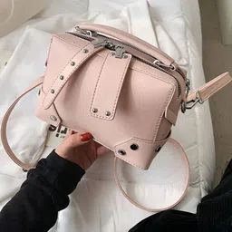 CORSICA Pink Solid Polyester Small Swagger Shoulder Bag image 2