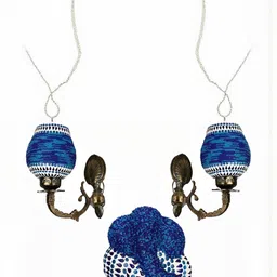 SOMIL White & Blue 3 Pieces Textured Metal Wall & Ceiling Lamp-picture-44